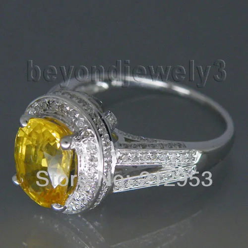 Charming Natural Diamond Yellow Sapphire Ring Oval 7x9mm In 14Kt White Gold Yellow Sapphire Wedding Ring R00320