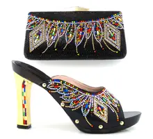 Artikel-nr. DF16-100 SCHWARZ Heißer verkauf italienische schuhe mit passenden taschen mit strass
