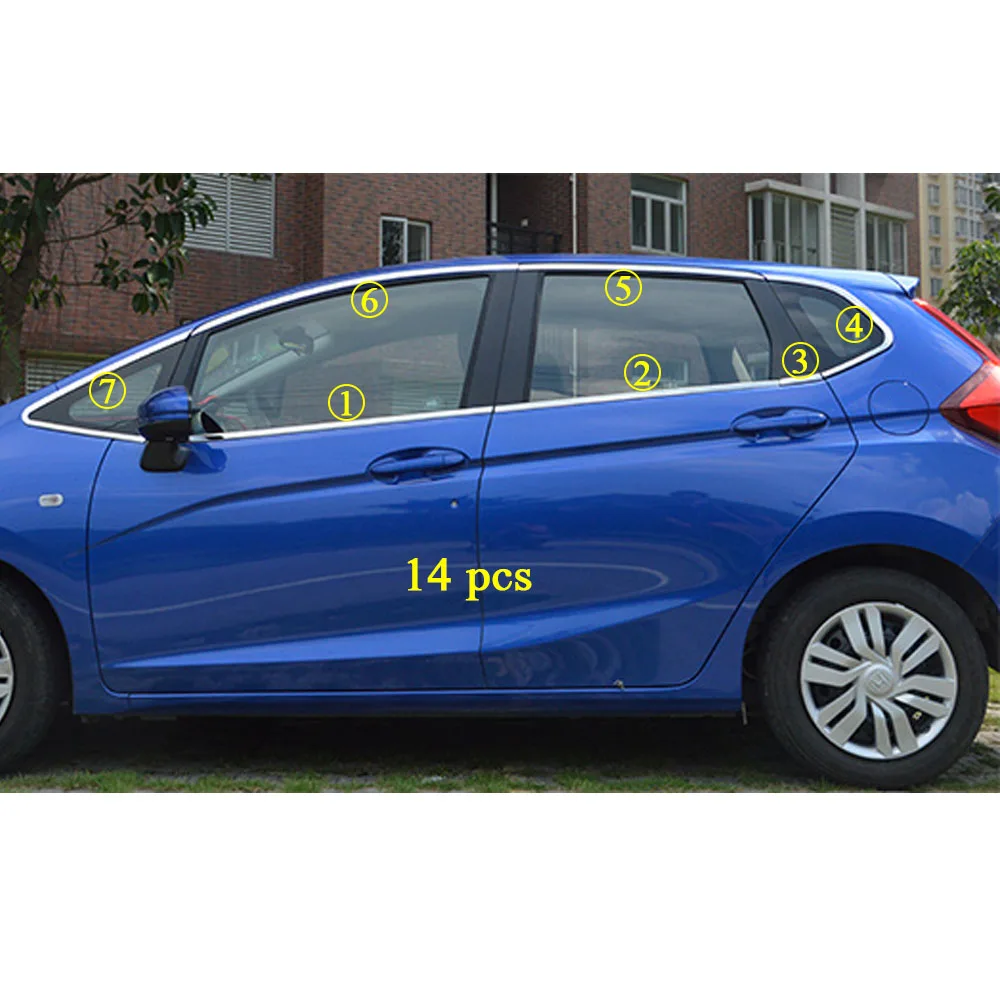 Для Honda Fit jazz автомобильный корпус палка из нержавеющей стали Стекло окно гарнир столб средняя колонна полоса отделка капот - Название цвета: stainless steel