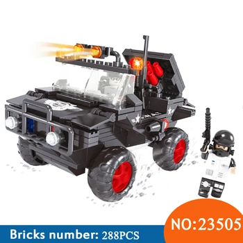 

Ausini 23505 288pcs City SWAT Police Special Force Panther Armoured Vehicle Car Building Blocks Toys For Children