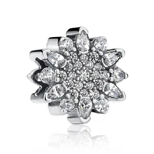 Fit Pandora Bracelet Beads Ariel’s Ice Crystal, 100% 925 Sterling Silver With Clear CZ Charm For Woman DIY Jewelry Making