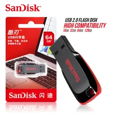 USB флеш-накопитель SanDisk CRUZER BLADE CZ50 USB 2,0 128 г 64 г 32 г 16 г 8 г 4 г мини-накопитель Флешка поддержка официальной проверки