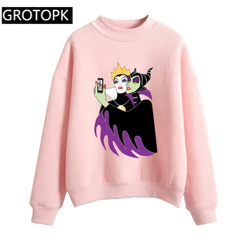 

Grimhilde & Maleficent Selfie Autumn Women Hoodie Casual Long Sleeve Hooded Pullover Sweatshirts The Evil Queen Hoody Female