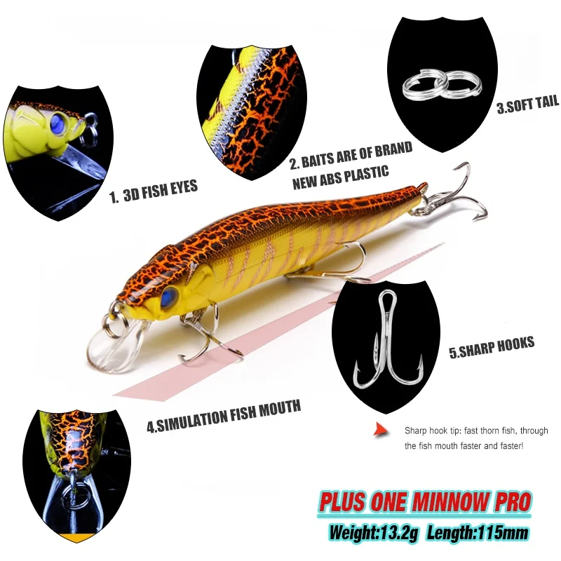 YTQHXY-2017-Hot-Model-Fishing-Lures-Hard-Bait-6-Color-11-5cm-13-2g-Minnow-Quality