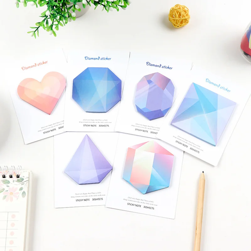 

36 pcs/Lot Diamond sticky notes Decorative color memo note Gradient color note post Stationery office School supplies FM149
