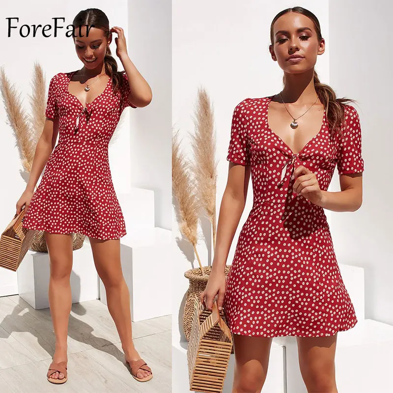 Forefair Retro Bohemian Beach Dress Women Summer Sexy A Line (7)