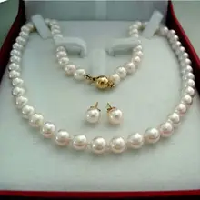 WUBIANLU, новинка, очаровательное женское Жемчужное Ожерелье Akoya, 8 мм, белое, культивированное жемчужное ожерелье, серьги Aet, ювелирные изделия, опт и Ретал