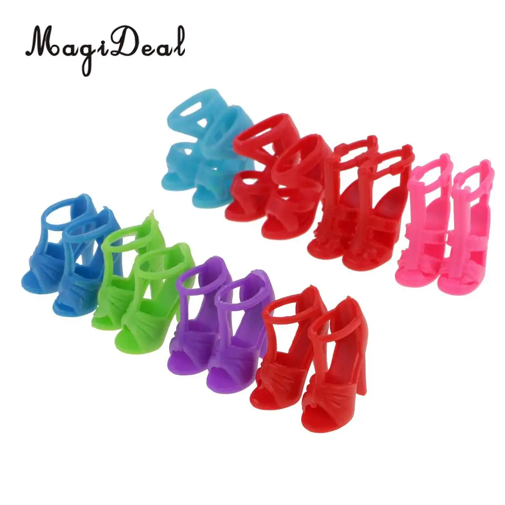 MagiDeal Colorful 20 Pairs 2cm PVC Doll Boots Shoes High Heel Sandals for Dolls Dollhouse Decoration Children Girls Cute Toy