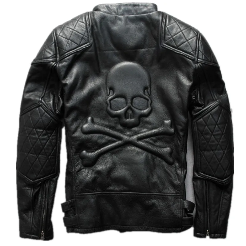 Aliexpress.com : Buy 2019 Men Vintage Black Skull Leather Motorcycle ...