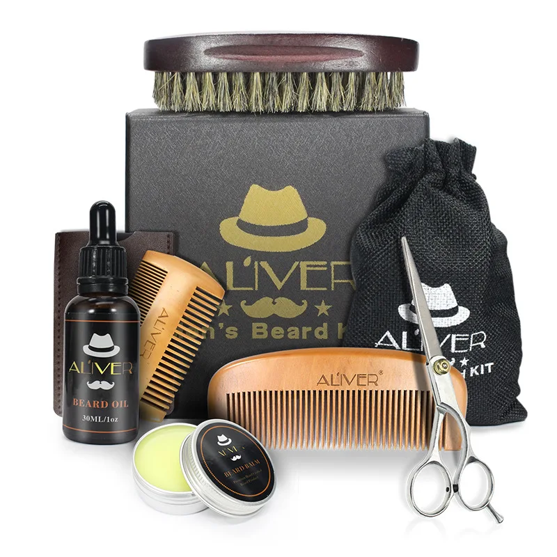 

Men Beard Oil Kit With Beard Oil , Brush,Comb,Beard Cream Scissors Grooming & Trimming Kit Male Beard Care 6pcs/Set