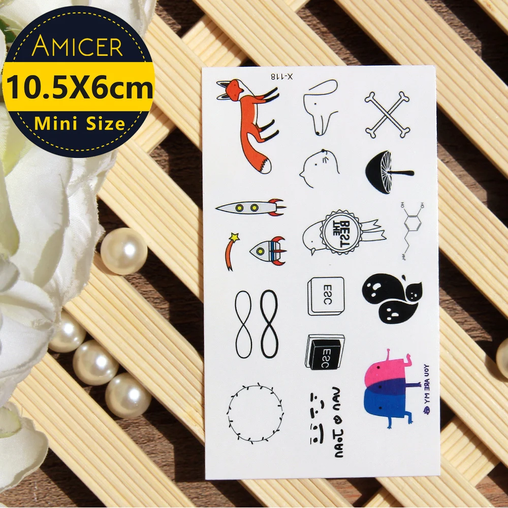 

Waterproof Temporary Tattoo sticker on body Cosmic spaceship fox dog tattoo cat Water Transfer fake tattoo flash tattoo for girl