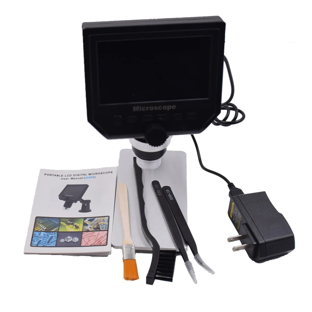1 600x 3 6MP USB Digital Electronic Microscope Portable 8 LED VGA Microscope With 4 3
