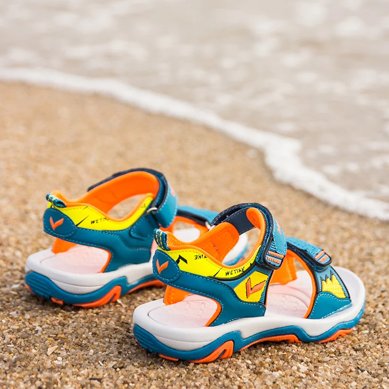Спортивные сандалии для мальчиков; детская спортивная пляжная обувь с открытым носком