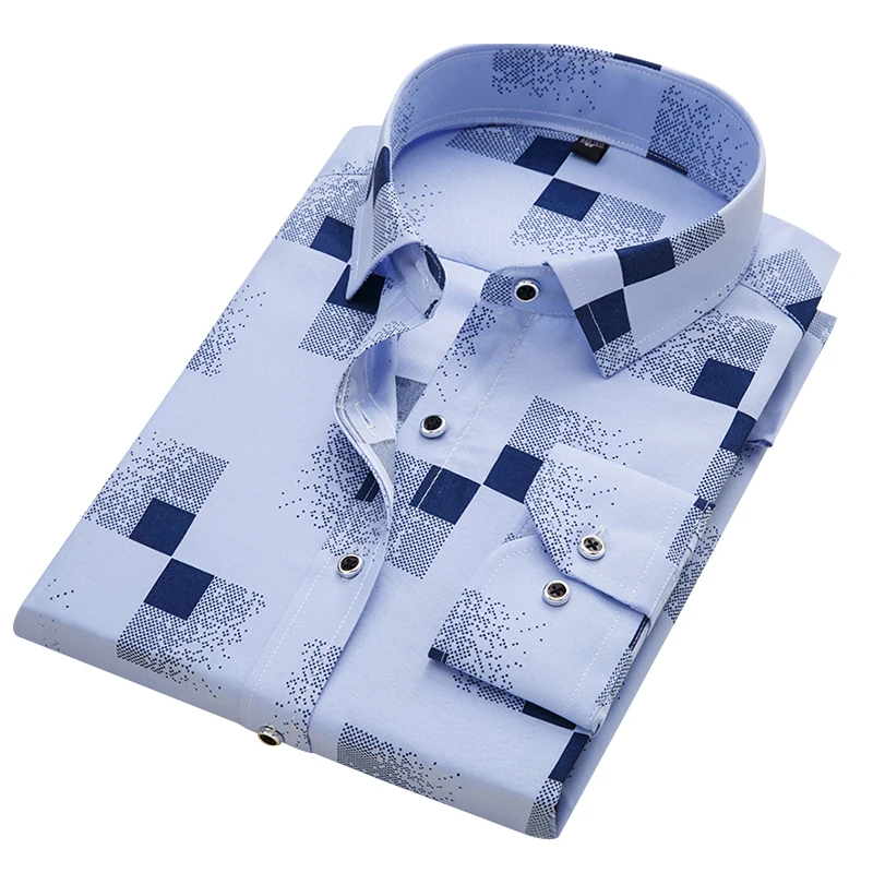 DAVYDAISY 2019 جديد وصول 100% البوليستر قميص رجالي أزياء الرجال طباعة بأكمام طويلة قميص الذكور يتأهل العلامة التجارية الملابس DS217