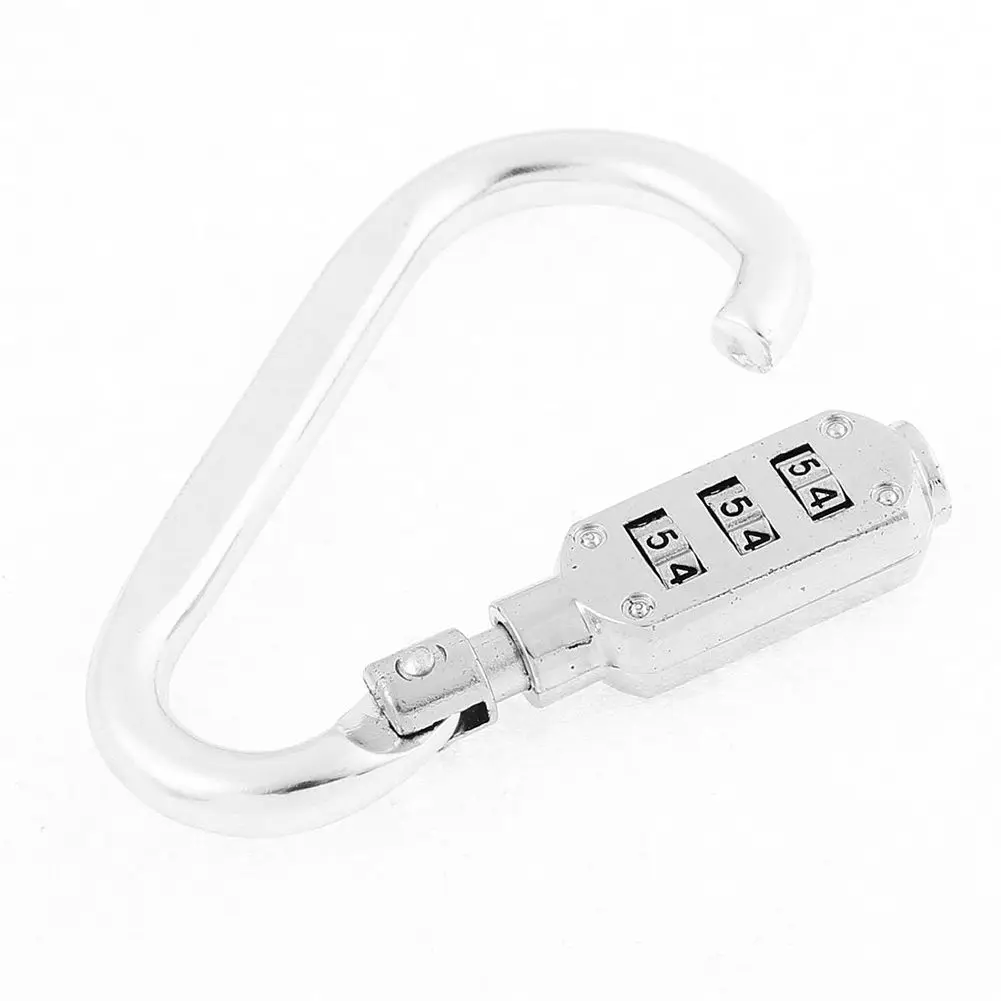 

HLBY with combination padlock 3 digits numbers padlock carabiners silver