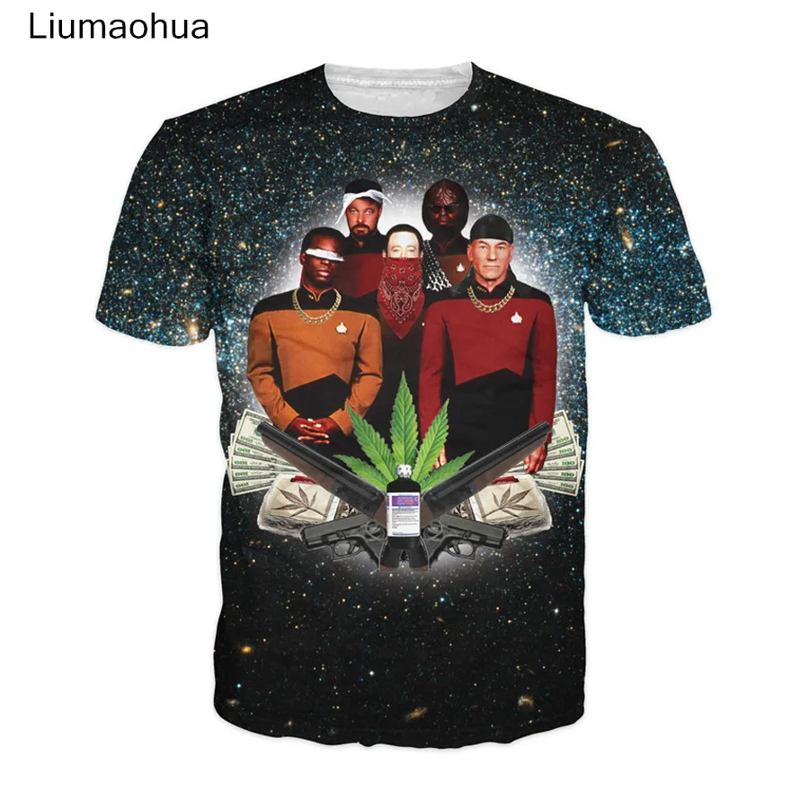 

Liumaohua 2018 New Star Trap T-Shirt Galaxy Star Trek Weed Leaf 3d print Women Men t shirt summer style Casual t shirt