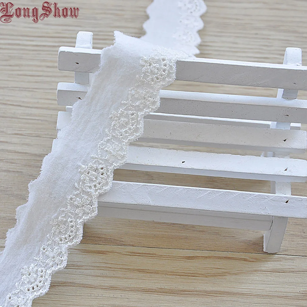 

5Yards 3.2cm Wide Beige Color Cotton Lace Trim Four Leaf Clover Apparel Sewing Lace Border For Clothing Decoration
