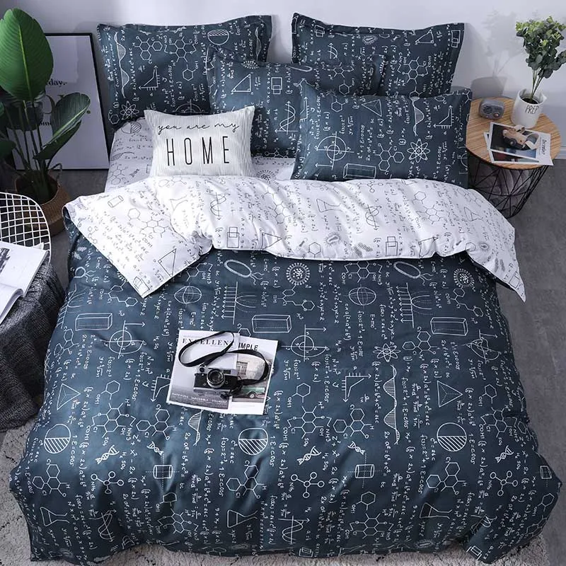 Luxury Bedding set the letter printing Duvet cover sets bed pillowcases sheet set King size Queen size set - Color: 3