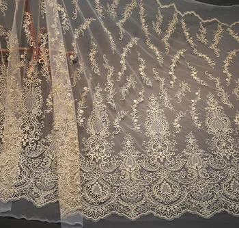 

135cm*90cm Clothes accessories gold wedding dress handmade diy clothing beautiful lace fabric cloth embroidery flower lace