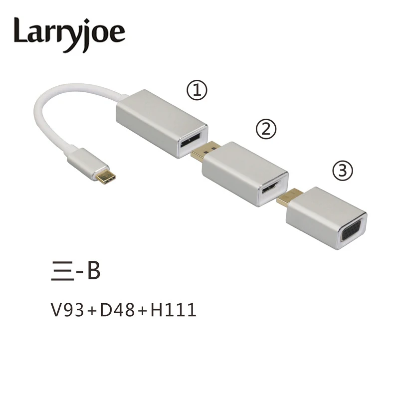 Larryjoe все в 1 Usb C 3 Тип к Мини DP адаптер Поддержка 4k мужчин и женщин HDTV конвертер