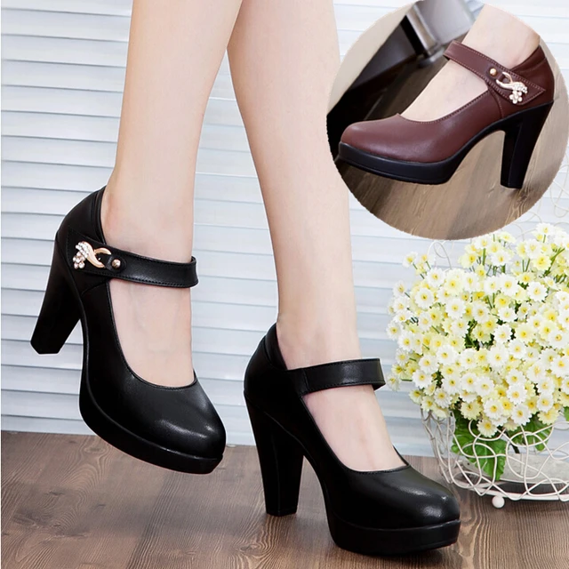 Size 32 43 pumps women genuine leather shoes office lady shoes shallow