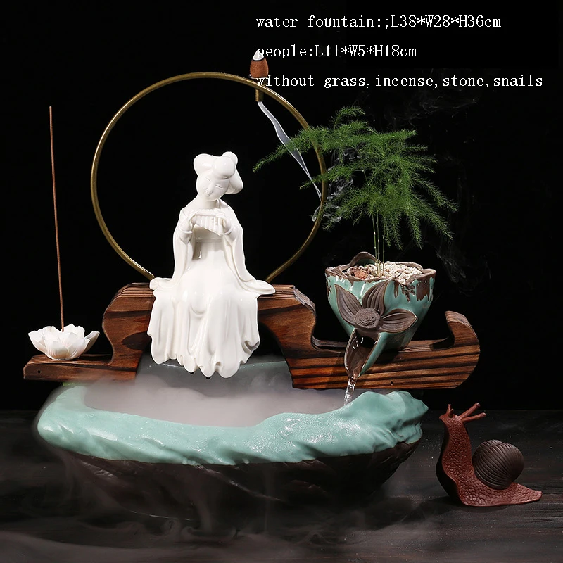 Керамический фонтан для воды в китайском стиле 110 В|backflow incense burner|incense burnerbackflow |