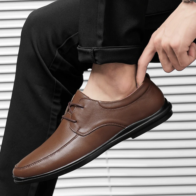

Rommedahl Bussiness Men Shoes moccasins Leather Loafers Comfortable driving shoes male solid black brown formal shoes wholesale