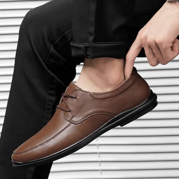 

Rommedal Business Men Shoes moccasins Leather Loafers Comfortable driving shoes male solid black brown formal shoes wholesale