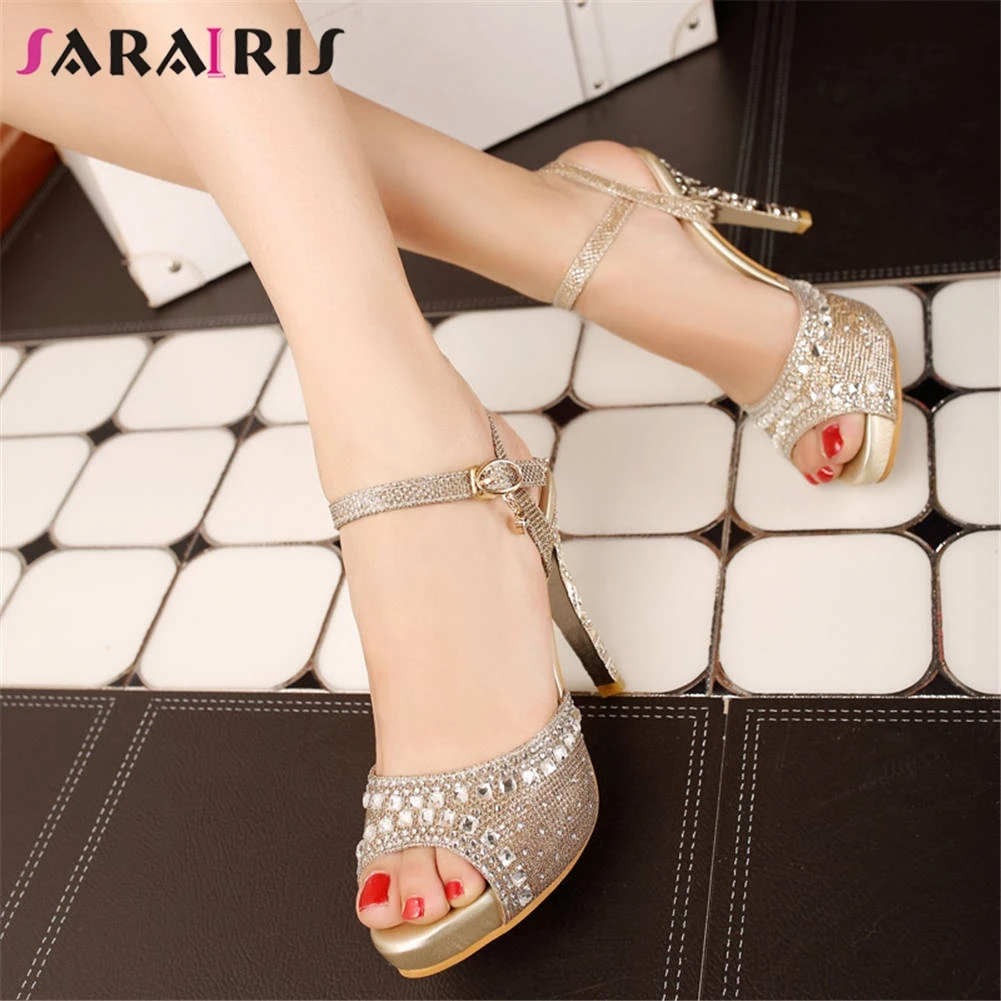 SARAIRIS Brand New Big Size 31 40 Popular Crystal Spike High Heels Non ...