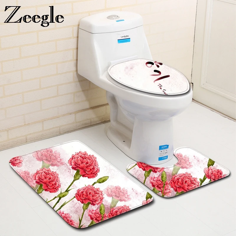 Zeegle Ванная комната туалет комплект Non-slip коврик для ванной впитывающие коврики