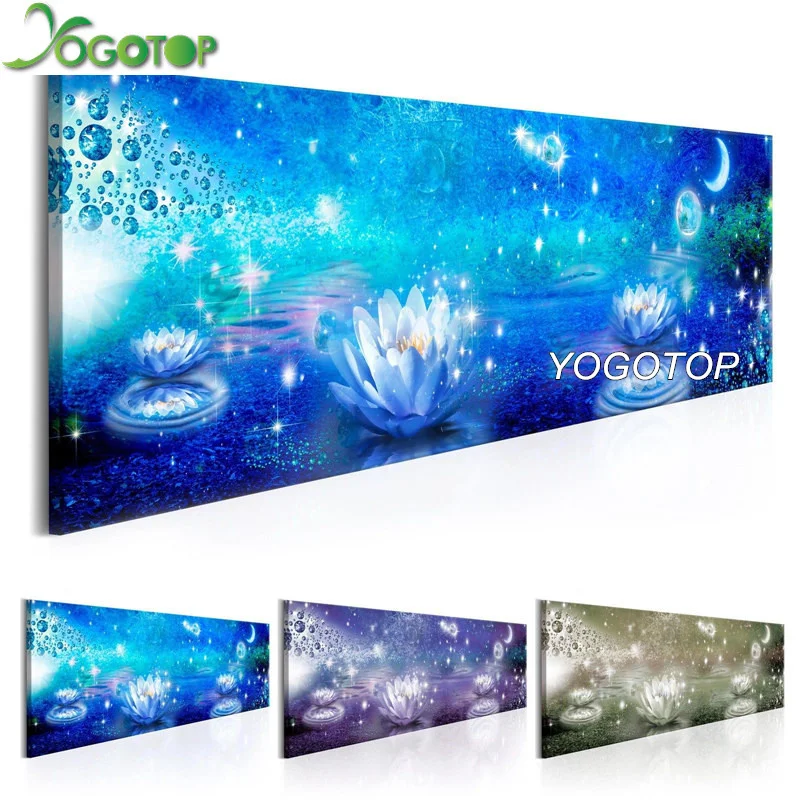 

YOGOTOP 3D Full Square Drill Mosaic Embroidery large Lotus Flowers and Moon DIY Diamond Paintings cross-stitch rhinestone QA490