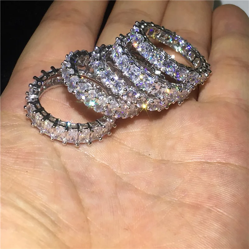 Ручной работы Вечность Обручальное кольцо 925 пробы серебро AAAA фианит Обручение обручальное кольцо кольца для мужчин и женщин палец вечерние ювелирные изделия