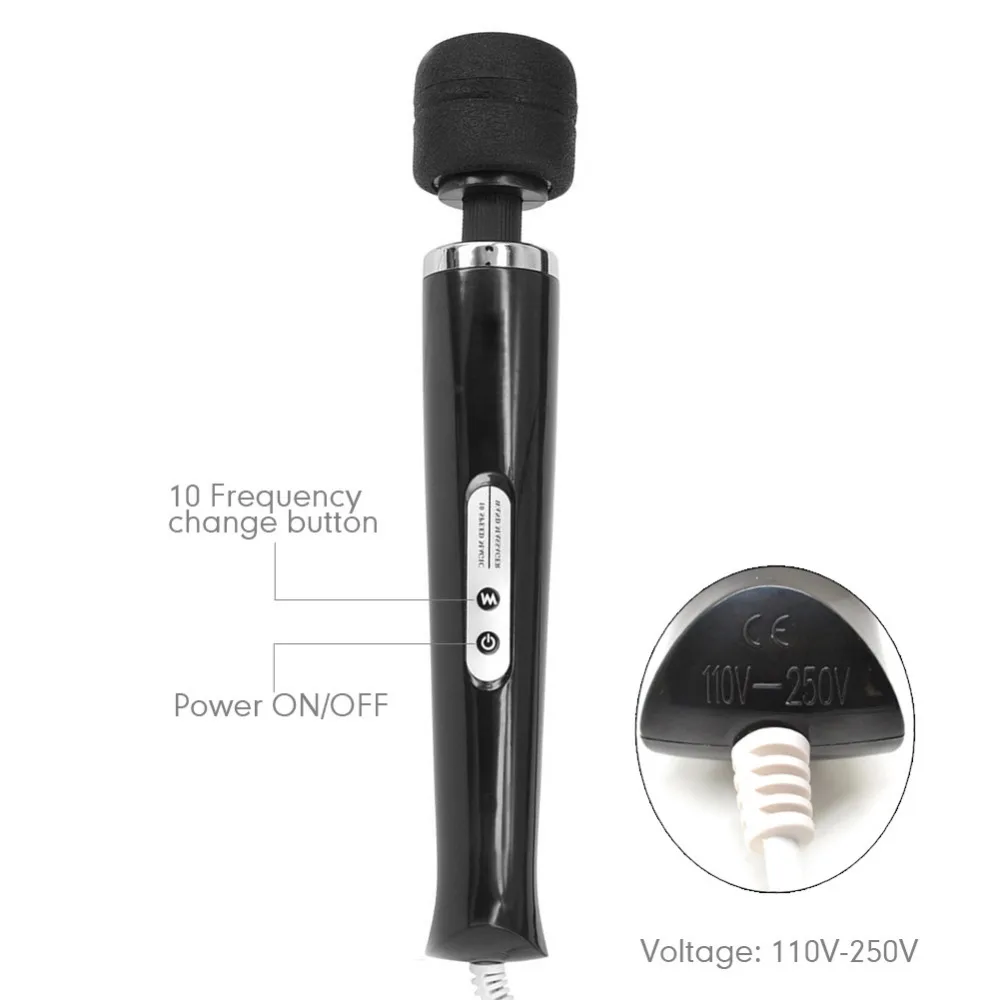  10 Speed Magic Wand Massager Silicone Head Powerful Vibrator G-spot AV Stick Full Body Massaging fo