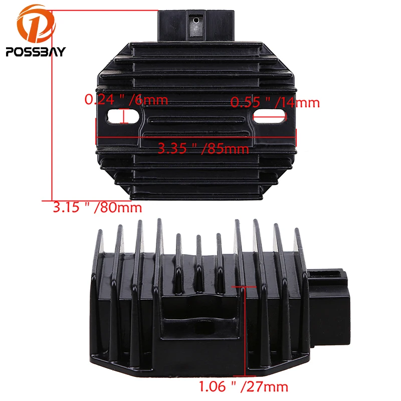 POSSBAY алюминиевый черный винтажный регулятор напряжения мотоцикла Выпрямитель подходит для Kawasaki John Deere M70121 M97348 ATV велосипеды грязи