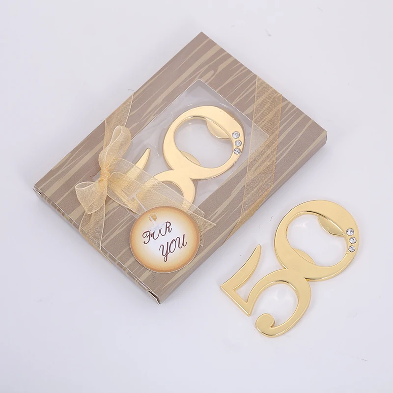 

Creative Glod 50 with Diamond Beer Bottle Opener Personalized Favors and Gifts for Party Supplies Wedding