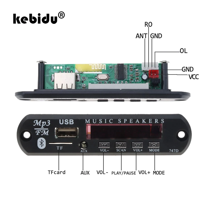 kebidu MP3 WMA Decoder Board USB FM TF Radio Wireless Bluetooth Audio