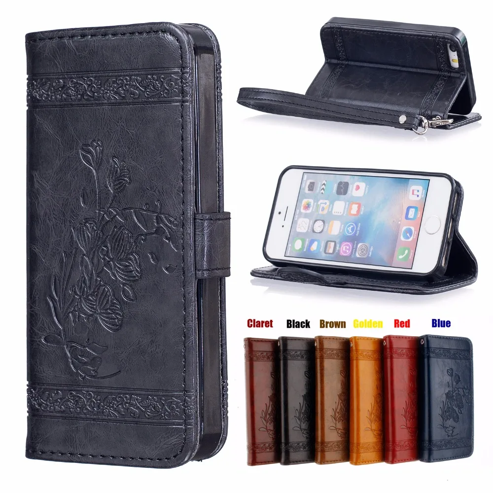 

Luxury PU Leather 3D Relief Printing Stereo Feeling Flip Case For iphone 5 5S se 6 6S 6plus 6S Plus Stand Phone case