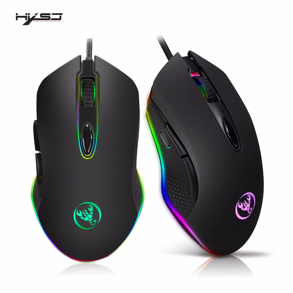 Игровая мышь HXSJ USB Проводная 6 кнопок 200 4800DPI оптическая настольная RGB подсветка