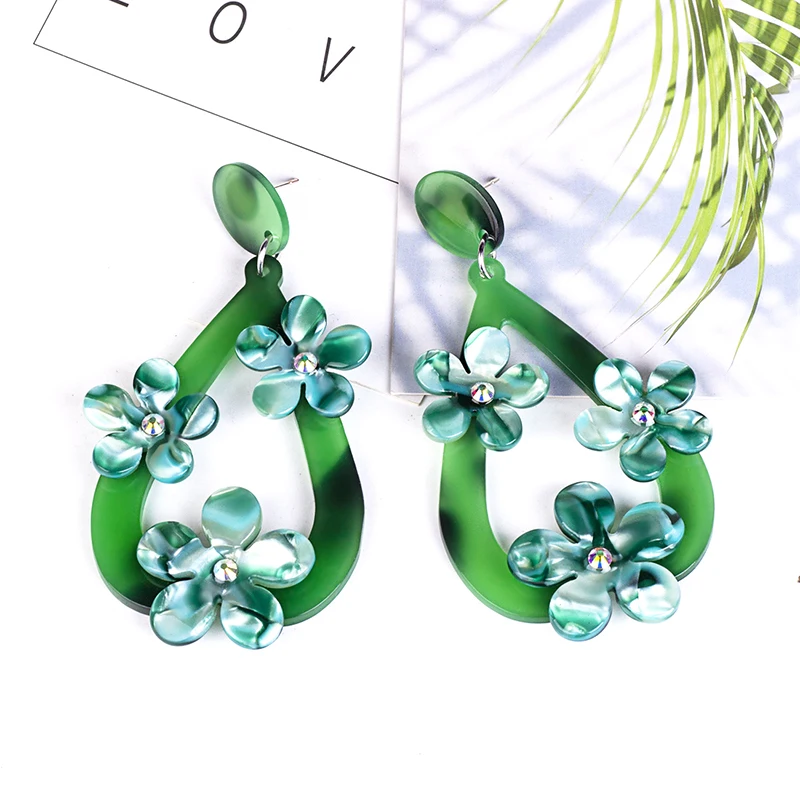 GUANLONG Classic Drop Earrings for Women Acrylic Earrings Female Big Long Dangling Flower Fashion Elegant Resin Earring (4)