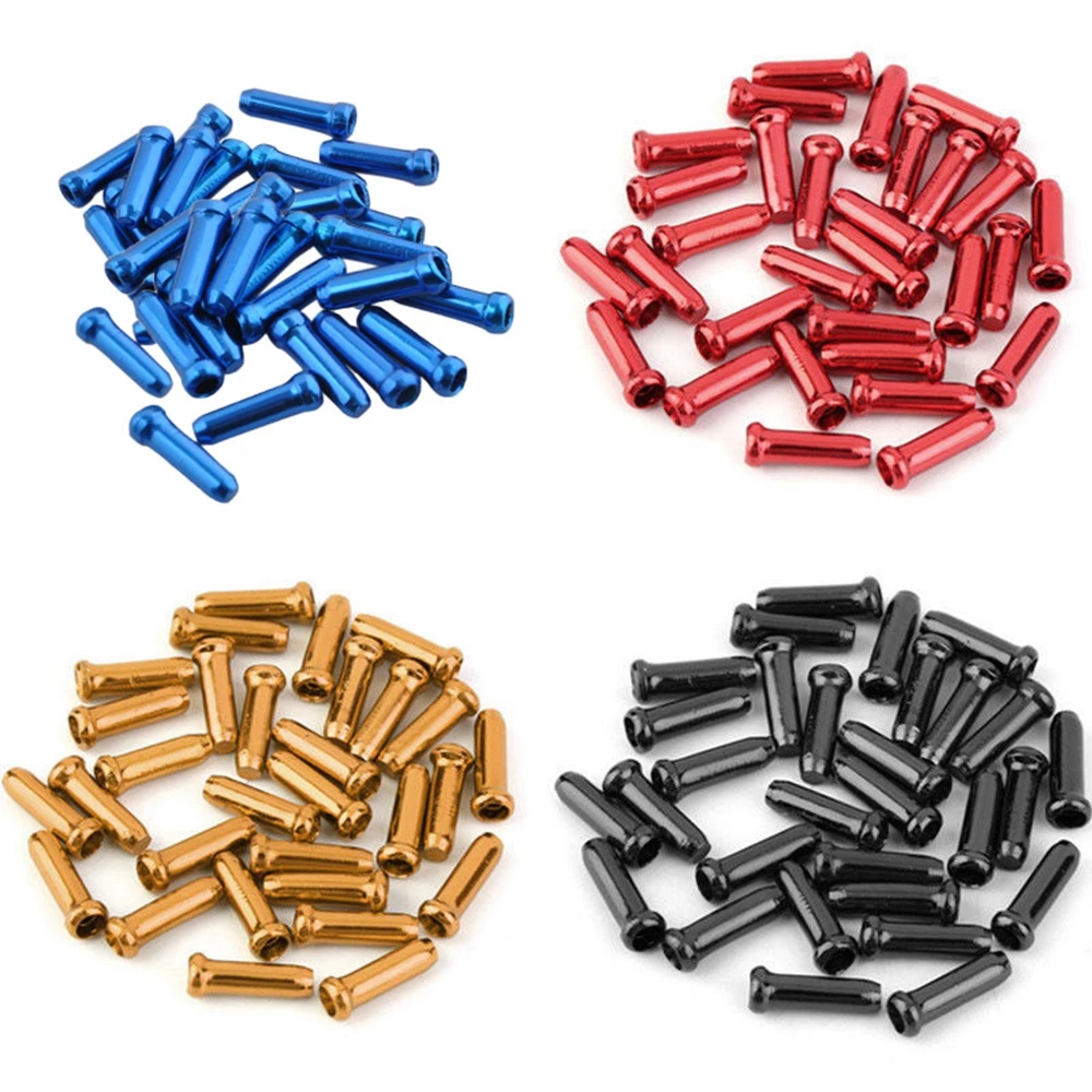 50Pcs Aluminum Alloy Bike Bicycle Brake Cable Tips Crimps Bicycles