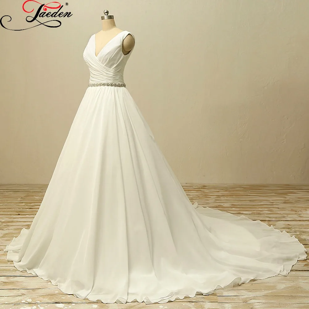 JAEDEN Wedding Dress Lace Bridal Dresses with Crystal Sash Wedding Gown A Line Bride Dress Cap Sleeve