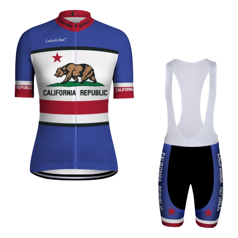 SPTGRVO LairschDan Калифорнийская Республика с коротким рукавом Велоспорт Джерси Летние наборы Одежда для езды на горном велосипеде одежда Ropa Ciclismo велосипедные комплекты одежды