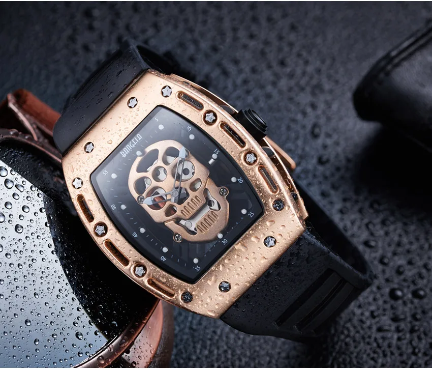 Мужские часы Baogela, Лидирующий бренд, Мужские Аналоговые кварцевые часы, модные военные водонепроницаемые наручные часы с скелетом для мужчин 1612