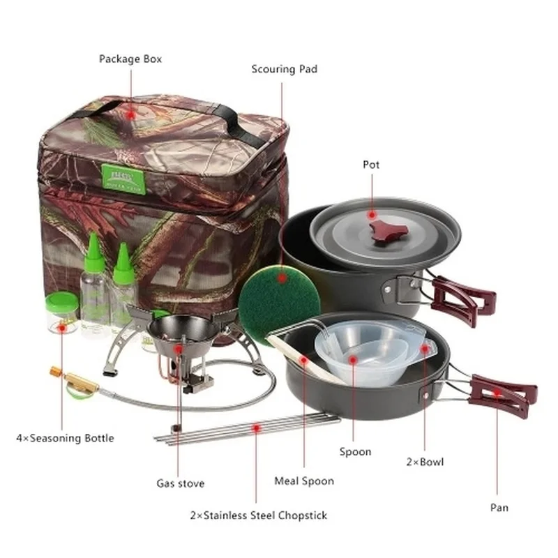 

5%9Pcs/set Outdoor Camping Picnic Cooking Set Portable Cooking Pot Foldable Stove Frying Pan Frypan Sets Cookware with Bag