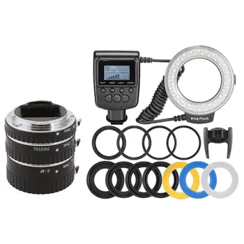 

RF-550D RF 550D Macro 48 pieces LED Ring Flash Light + Meike MK-C-AF-A metal Auto Focus Extension Tube For Canon