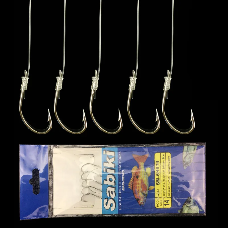Рыболовный крючок Minfishing из высокоуглеродистой стали, 2 упаковки, завязанный прозрачной леской, рыболовный крючок с размером 8#/10#/12#/14#/16#, Крючки Sabiki