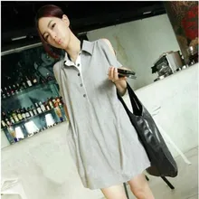 Summer new maternity off-the-shoulder pregnant women long coat lapel pregnant women dress pregnant women T-shirt in summer