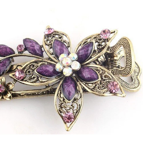 Fashion 1 Pc Lady Vintage Elegant Flower Hair Clip Crystal Hairpin Barrette Hair Jewelry Gift