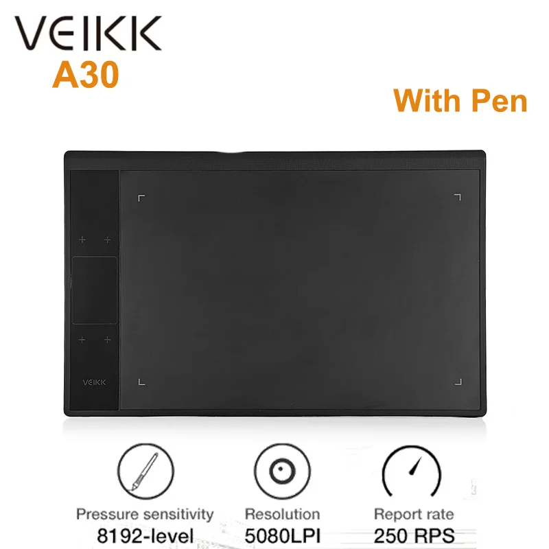 VEIKK A30 10X6 дюймов цифровой планшет для рисования ультратонкий 5080LPI Графический