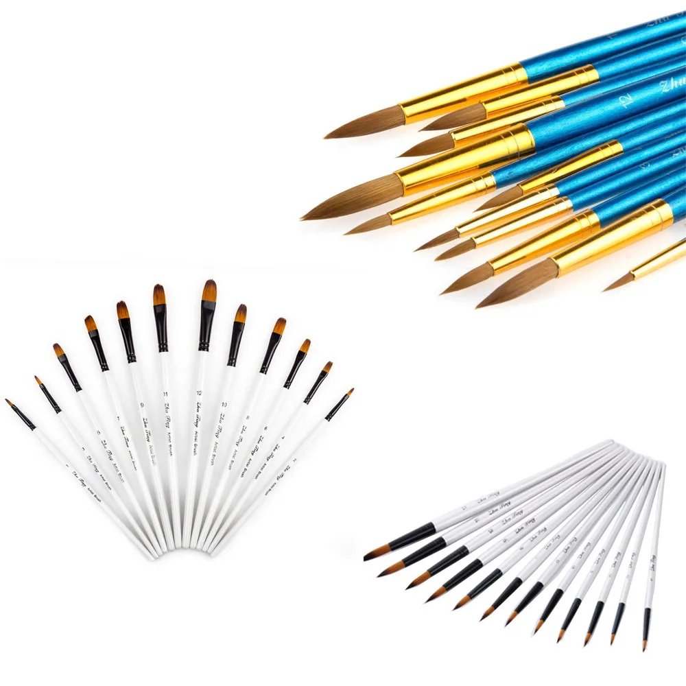 Professional 12PCS Painting Brush Set For artists Watercolor Rock